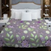 Vibrant Purple And Green Flowers Duvet Cover