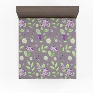 Vibrant Purple And Green Flowers Fitted Sheet