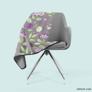 Vibrant Purple And Green Flowers Fleece Blanket 2