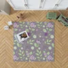 Vibrant Purple And Green Flowers Rug