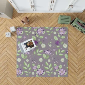 Vibrant Purple And Green Flowers Rug