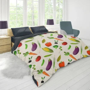 Vibrant Vegetable Seamless Pattern Duvet Cover 1