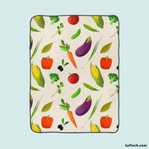 Vibrant Vegetable Seamless Pattern Fleece Blanket 1