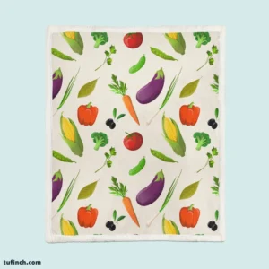 Vibrant Vegetable Seamless Pattern Sherpa Fleece Blanket 1