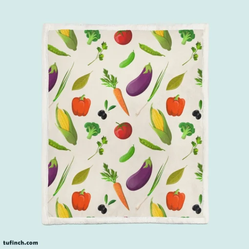 Vibrant Vegetable Seamless Pattern Sherpa Fleece Blanket 1