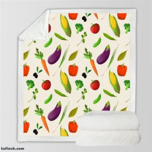 Vibrant Vegetable Seamless Pattern Sherpa Fleece Blanket