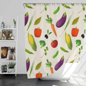 Vibrant Vegetable Seamless Pattern Shower Curtain