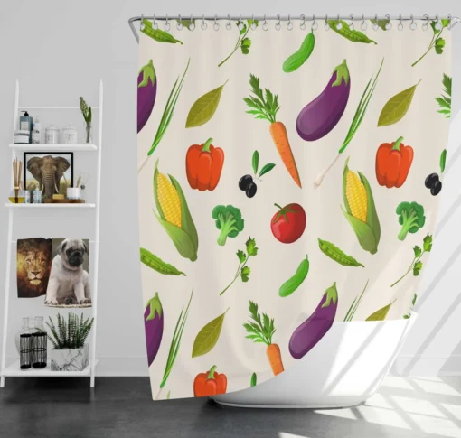 Vibrant Vegetable Seamless Pattern Shower Curtain