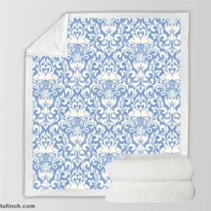 Victorian Royal Damask Design Sherpa Fleece Blanket