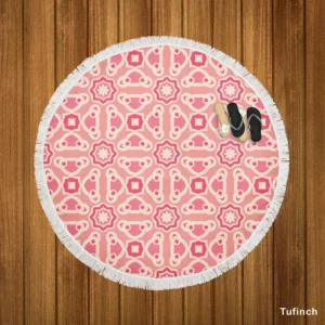 Vietnam Traditional Pattern Pink Round Beach Towel