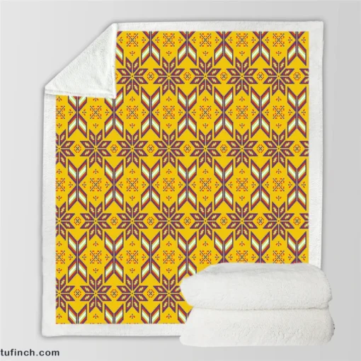 Vietnamese Ethnic Pattern Sherpa Fleece Blanket