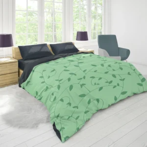 Vining Plant Leaves Pattern Duvet Cover 1