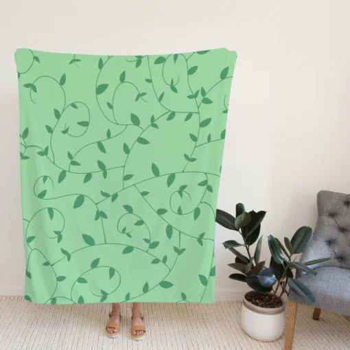 Vining Plant Leaves Pattern Fleece Blanket