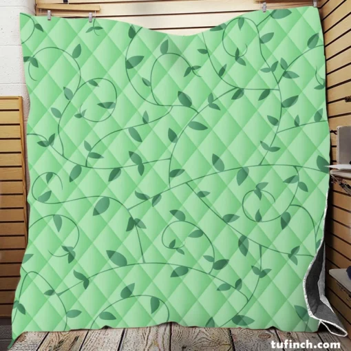 Vining Plant Leaves Pattern Quilt Blanket