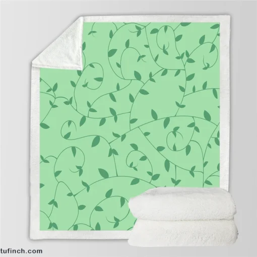 Vining Plant Leaves Pattern Sherpa Fleece Blanket