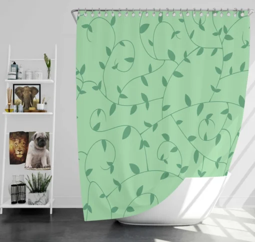 Vining Plant Leaves Pattern Shower Curtain