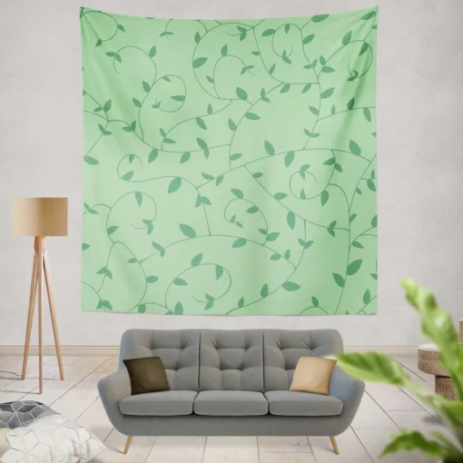 Vining Plant Leaves Pattern Wall Tapestry