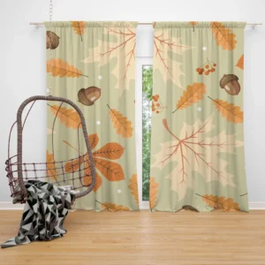 Vintage Autumn Leaves & Berries Curtain