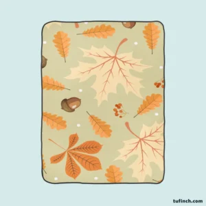 Vintage Autumn Leaves & Berries Fleece Blanket 1