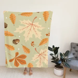 Vintage Autumn Leaves & Berries Fleece Blanket