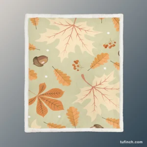 Vintage Autumn Leaves & Berries Sherpa Fleece Blanket 1