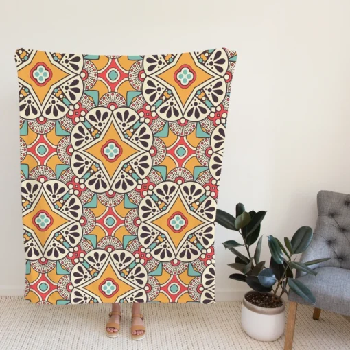 Vintage Beautiful Indian Design Fleece Blanket