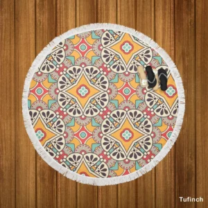 Vintage Beautiful Indian Design Round Beach Towel