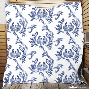 Vintage Blue Toile Artwork Quilt Blanket