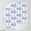 Vintage Blue Toile Artwork Sherpa Fleece Blanket