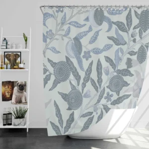 Vintage Botanical Floral Pattern Shower Curtain