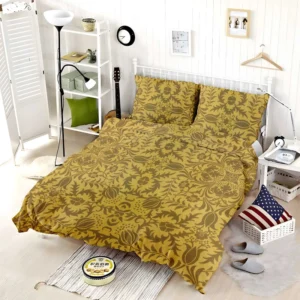 Vintage Brown Flower  Pattern Bedding Set