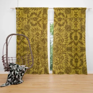 Vintage Brown Flower  Pattern Curtain