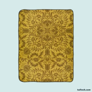 Vintage Brown Flower  Pattern Fleece Blanket 1