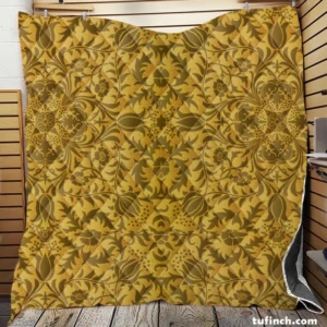 Vintage Brown Flower  Pattern Quilt Blanket