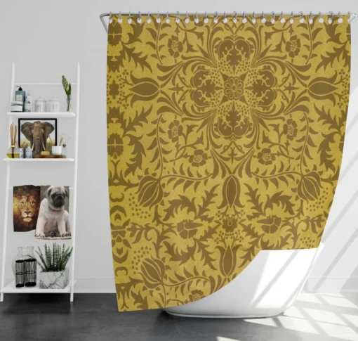 Vintage Brown Flower  Pattern Shower Curtain