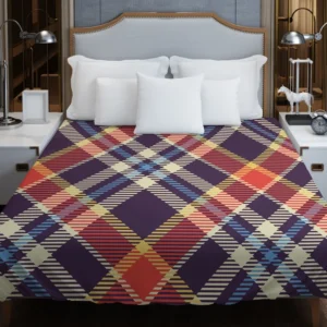 Vintage Check Stripes Pattern Duvet Cover