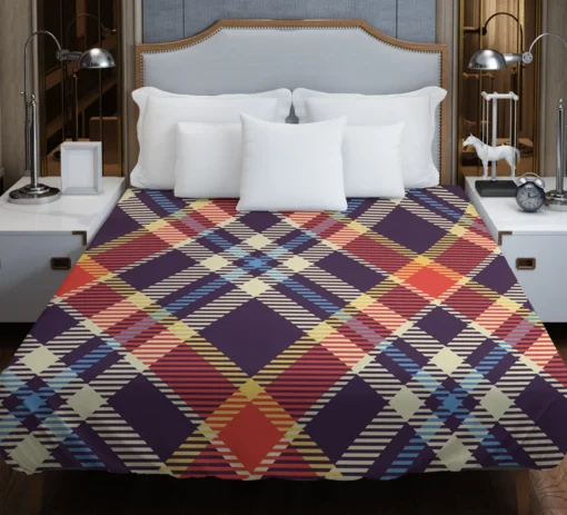 Vintage Check Stripes Pattern Duvet Cover