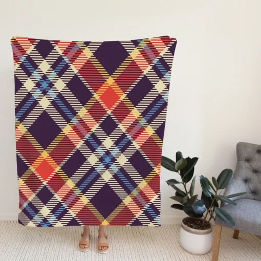 Vintage Check Stripes Pattern Fleece Blanket