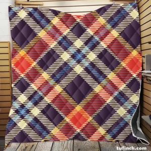 Vintage Check Stripes Pattern Quilt Blanket