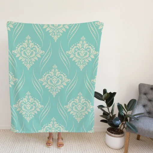 Vintage Damask Design Fleece Blanket