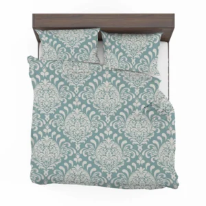 Vintage Damask Design In Pale Aqua Bedding Set 2