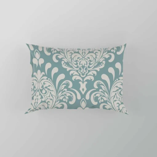 Vintage Damask Design In Pale Aqua Pillow Case