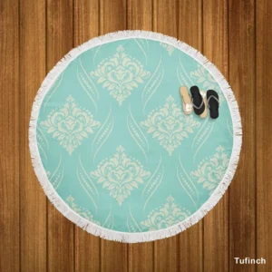 Vintage Damask Design Round Beach Towel