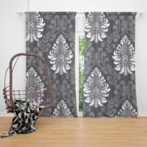 Vintage  Damask Seamless Pattern Background Curtain