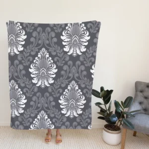 Vintage  Damask Seamless Pattern Background Fleece Blanket