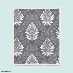 Vintage  Damask Seamless Pattern Background Sherpa Fleece Blanket 1