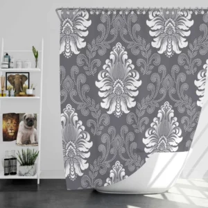 Vintage  Damask Seamless Pattern Background Shower Curtain