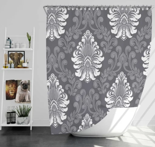 Vintage  Damask Seamless Pattern Background Shower Curtain