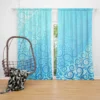 Vintage Damask Sky Blue Design Curtain