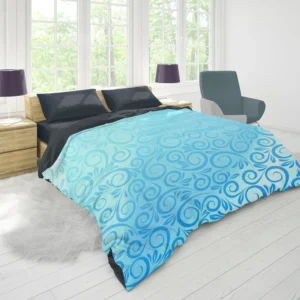 Vintage Damask Sky Blue Design Duvet Cover 1